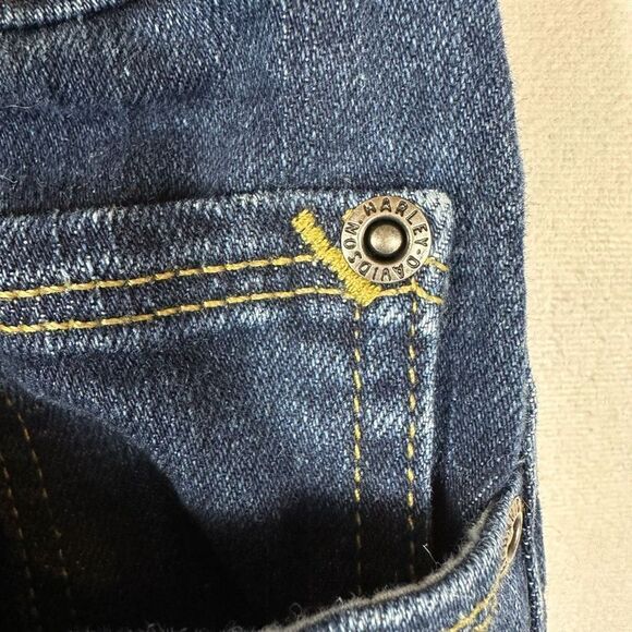 Harley-Davidson Women’s Jeans Straight Leg Mid-Rise Stretch Denim Dark Indigo 27 - Picture 7 of 10